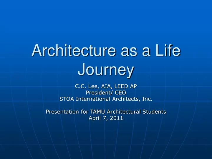 architecture as a life journey