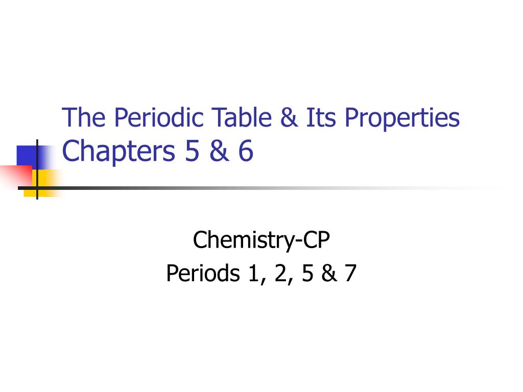 PPT - The Periodic Table & Its Properties Chapters 5 & 6 PowerPoint ...