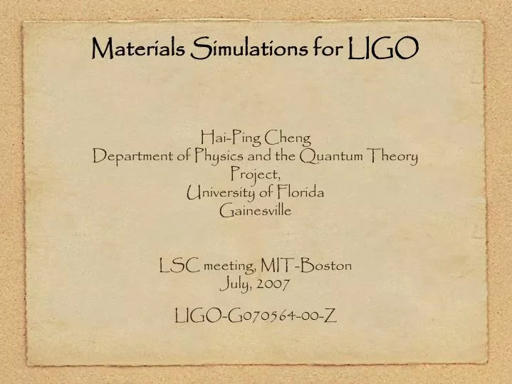 materials simulations for ligo