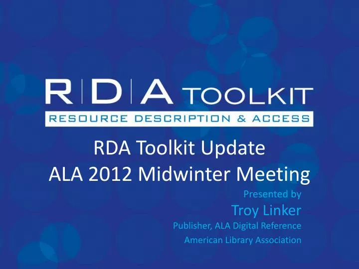 rda toolkit update ala 2012 midwinter meeting