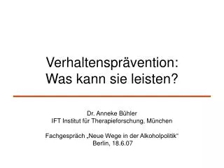 verhaltenspr vention was kann sie leisten