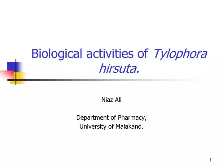 biological activities of tylophora hirsuta