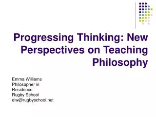 Progressing Thinking: New Perspectives on Teaching Philosophy