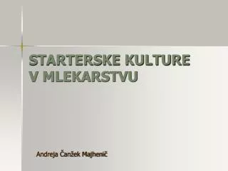 starterske kulture v mlekarstvu