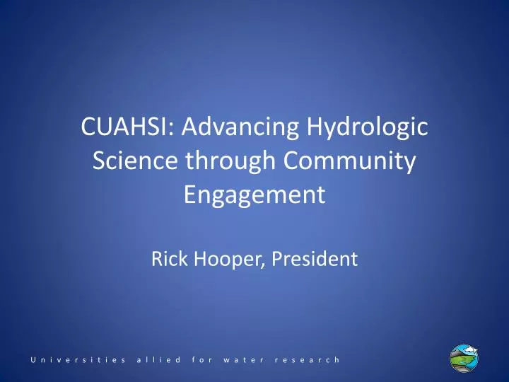 cuahsi advancing hydrologic science through community engagement
