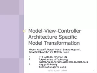 Model-View-Controller Architecture Specific Model Transformation