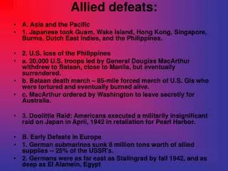 Allied defeats: