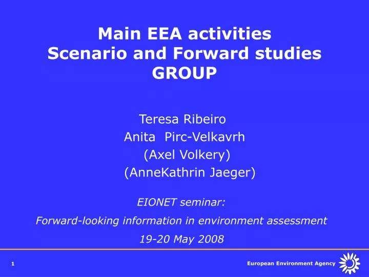 main eea activities scenario and forward studies group