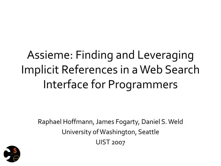 assieme finding and leveraging implicit references in a web search interface for programmers