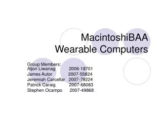 MacintoshiBAA Wearable Computers