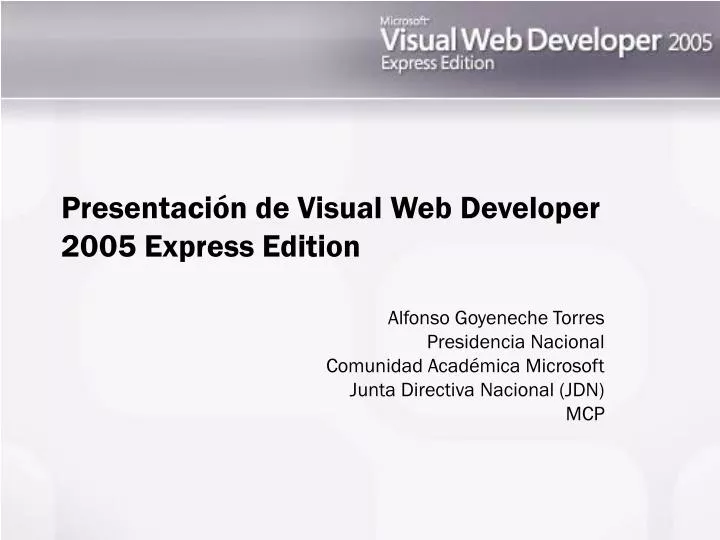 presentaci n de visual web developer 2005 express edition
