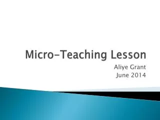 Micro-Teaching Lesson