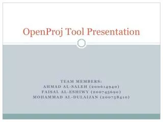 OpenProj Tool Presentation