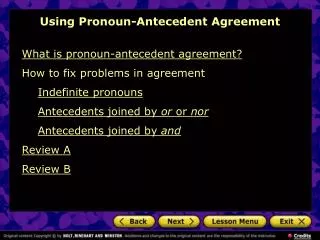 Using Pronoun-Antecedent Agreement