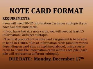 NOTE CARD FORMAT