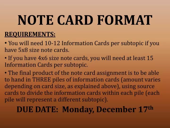 note card format