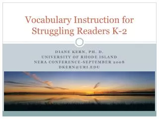 Vocabulary Instruction for Struggling Readers K-2