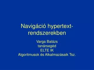 navig ci hypertext rendszerekben