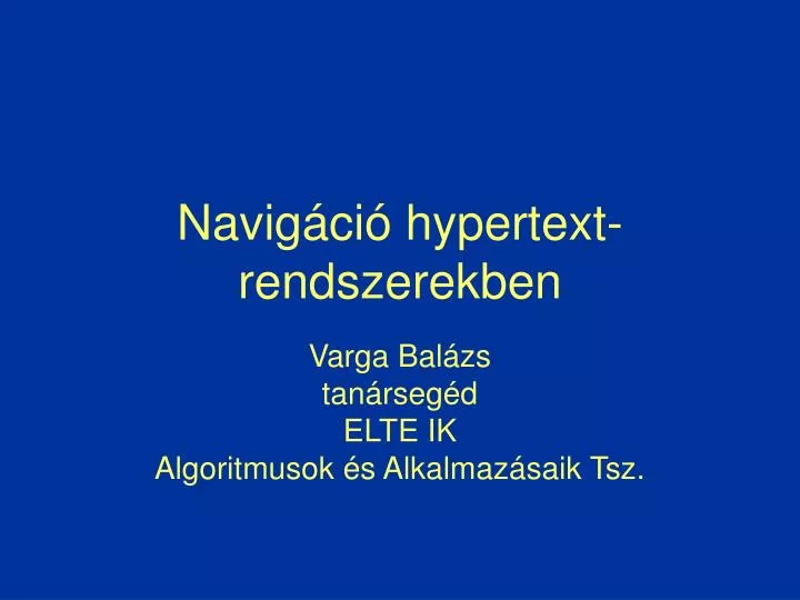 navig ci hypertext rendszerekben