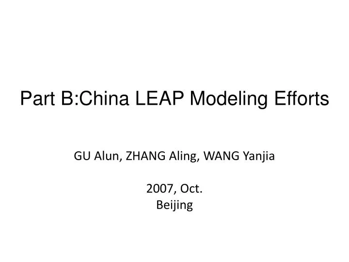 part b china leap modeling efforts