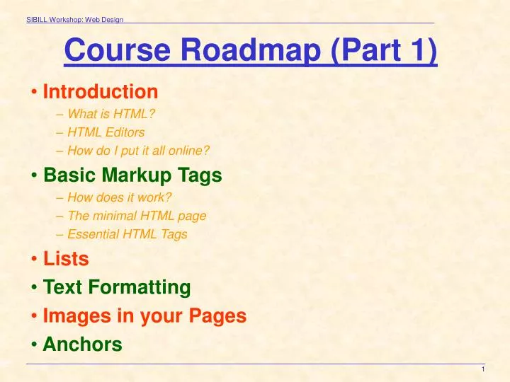 course roadmap part 1