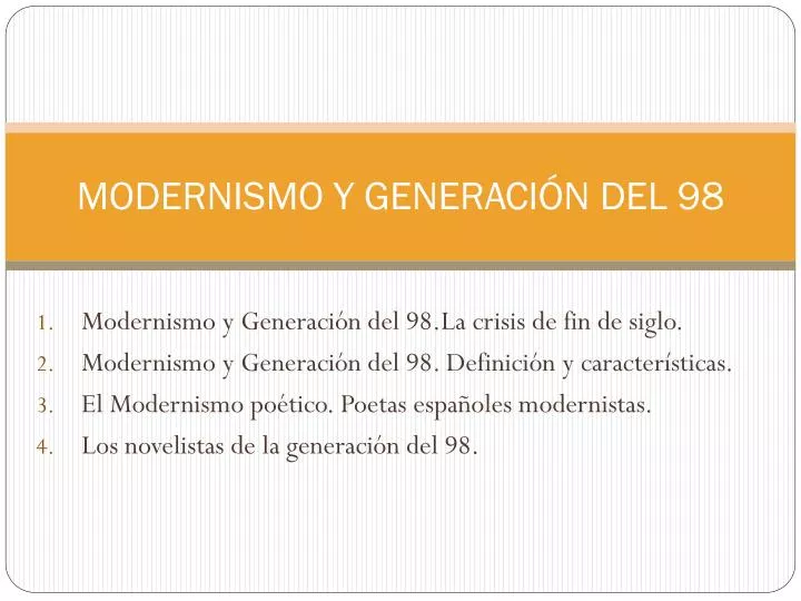 modernismo y generaci n del 98