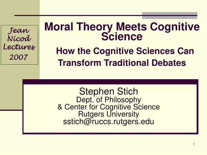 moral theory meets cognitive science how the cognitive sciences can transform traditional debates