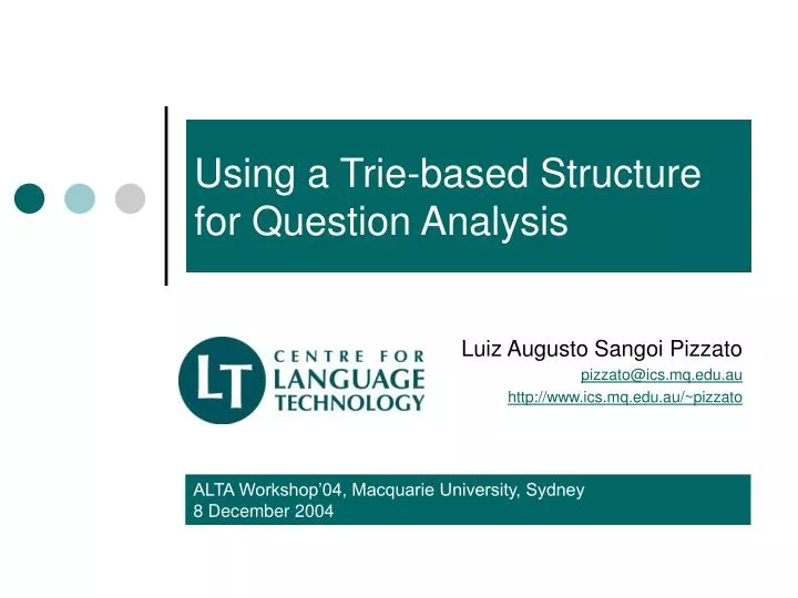 using a trie based structure for question analysis