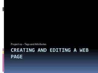 Creating and editing a web Page