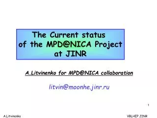 The Current status of the MPD@NICA Project at JINR