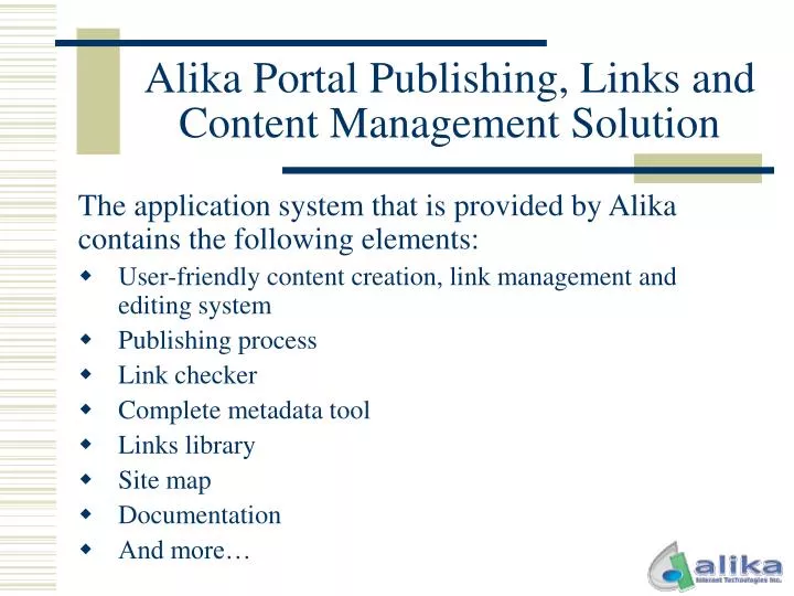 alika portal publishing links and content management solution