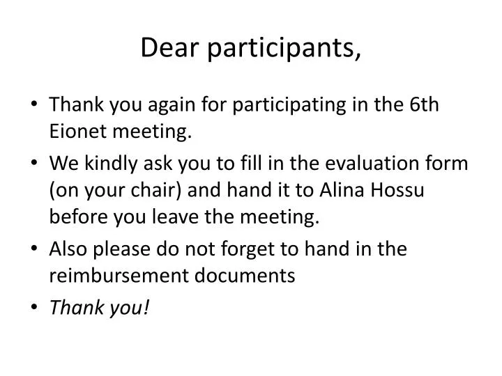 dear participants