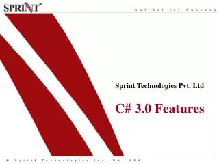 Sprint Technologies Pvt. Ltd C# 3.0 Features