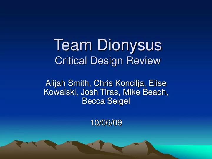team dionysus critical design review