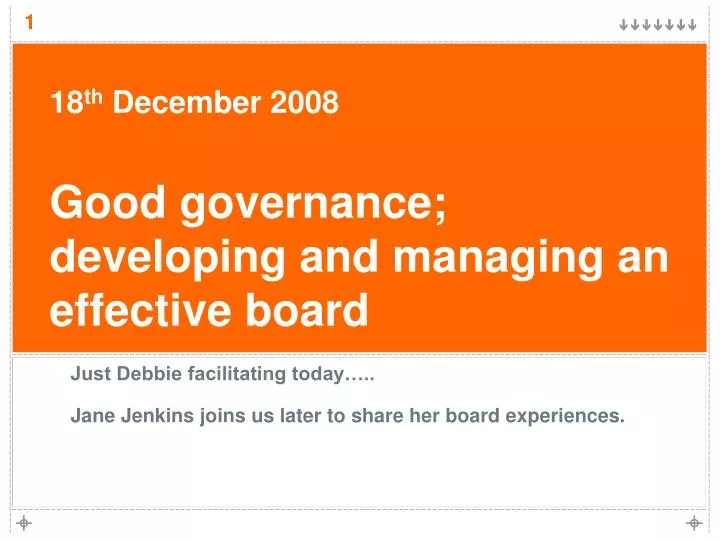 18 th december 2008 good governance developing and managing an effective board