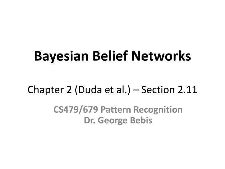 bayesian belief networks chapter 2 duda et al section 2 11