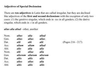 Adjectives of Special Declension