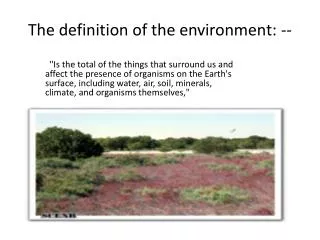 The definition of the environment: --