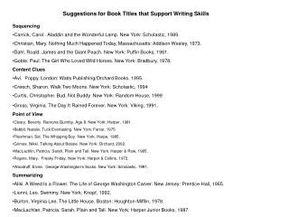 Suggestions for Book Titles that Support Writing Skills