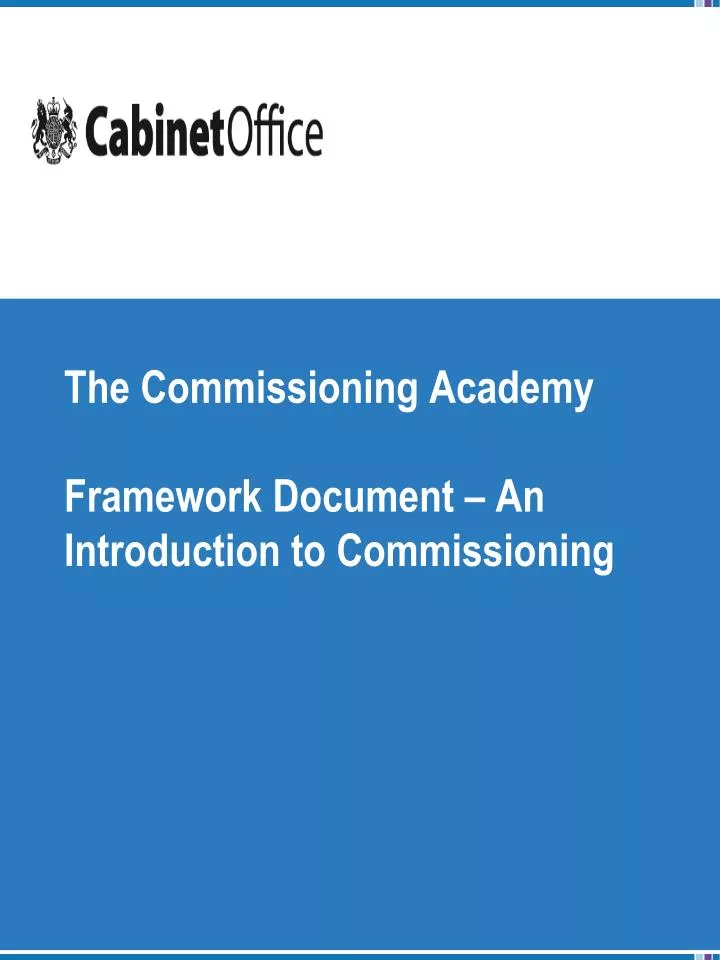 the commissioning academy framework document an introduction to commissioning