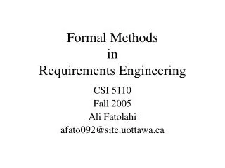 Formal Methods in Requirements Engineering