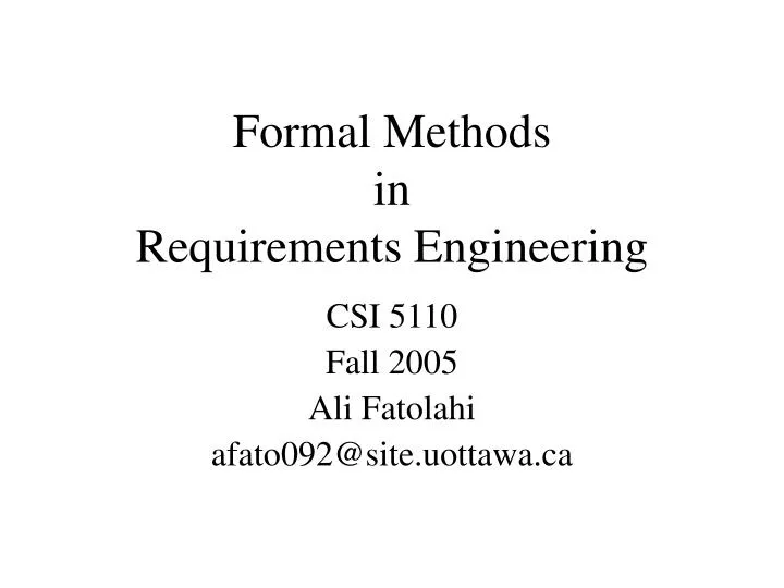 formal methods in requirements engineering
