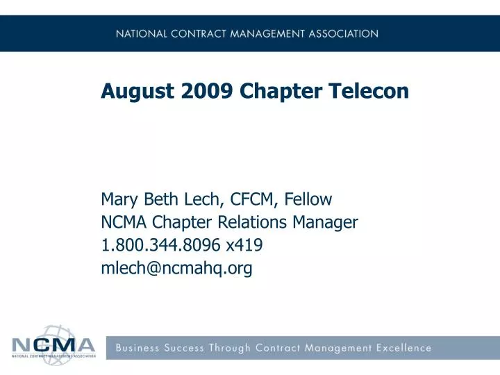 august 2009 chapter telecon