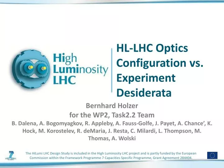 hl lhc optics configuration vs experiment desiderata