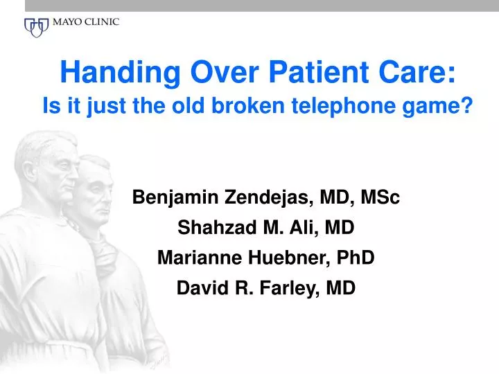 handing over patient care is it just the old broken telephone game