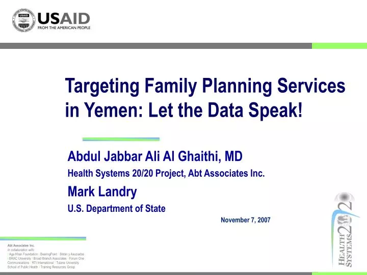 targeting family planning services in yemen let the data speak