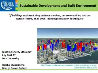 Sustainable Development and Built Environment