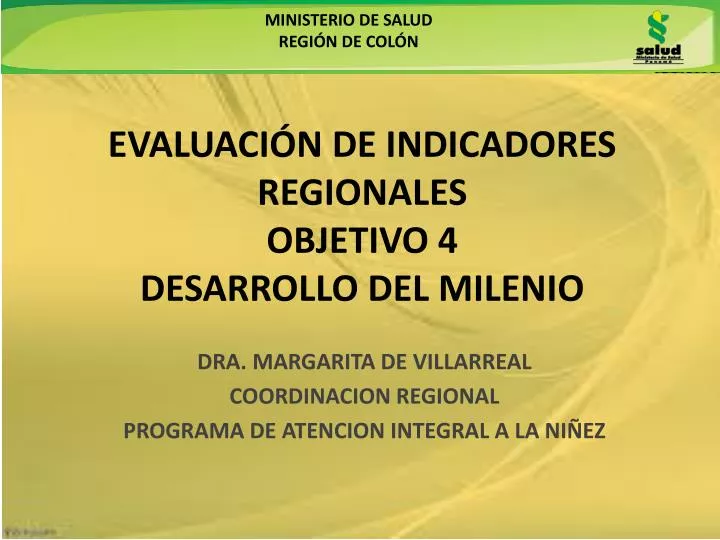 evaluaci n de indicadores regionales objetivo 4 desarrollo del milenio