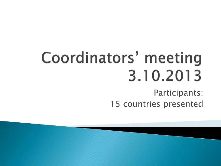 coordinators meeting 3 10 2013