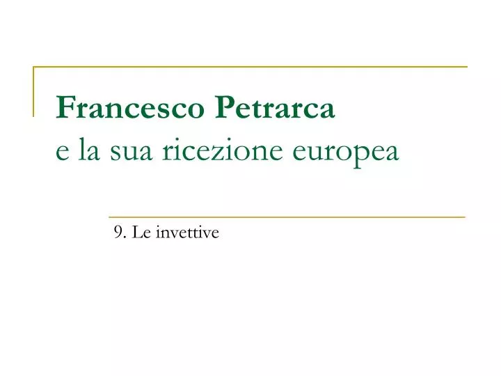 francesco petrarca e la sua ricezione europea